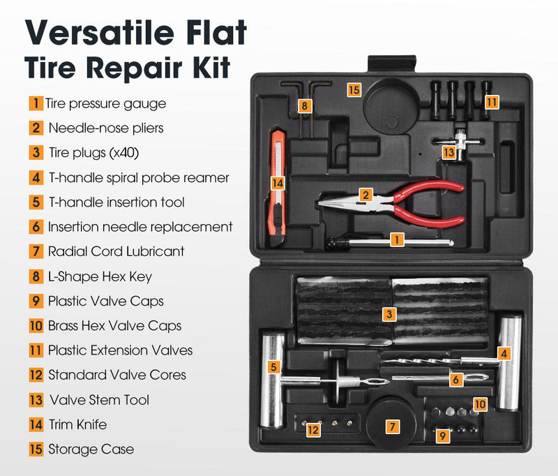 Tyre Repair Kit 67 Pcs Emergency Tools Set Car Truck Trailers