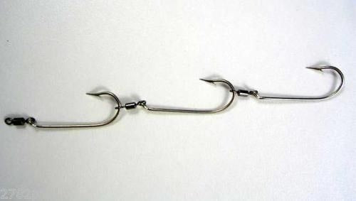 Mustad Pre-Rigged Deluxe Swivel Gang Hooks 4/0 X 3 Sets