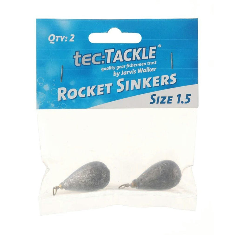 2 Pack of Jarvis Walker Size 1.5 Rocket Sinkers - 40gm Bomb and Swivel Sinkers