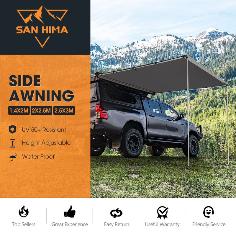 San Hima Car Side Awning Pull-out Telescoping Poles Waterproof Car