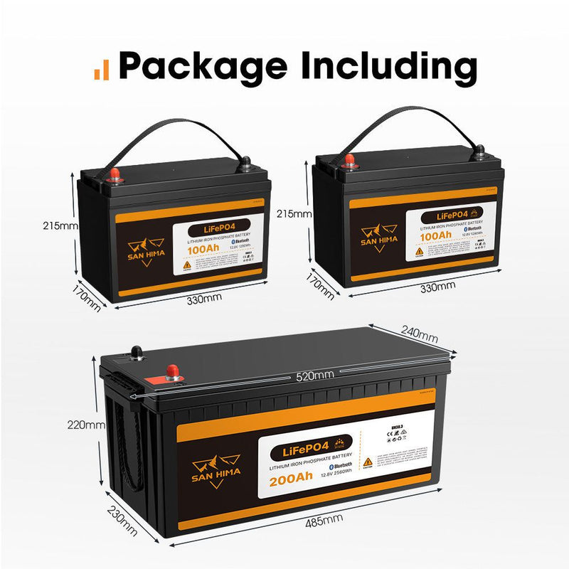San Hima 12V 100Ah/200Ah Lithium Battery BMS LiFePO4 Self-heating w/