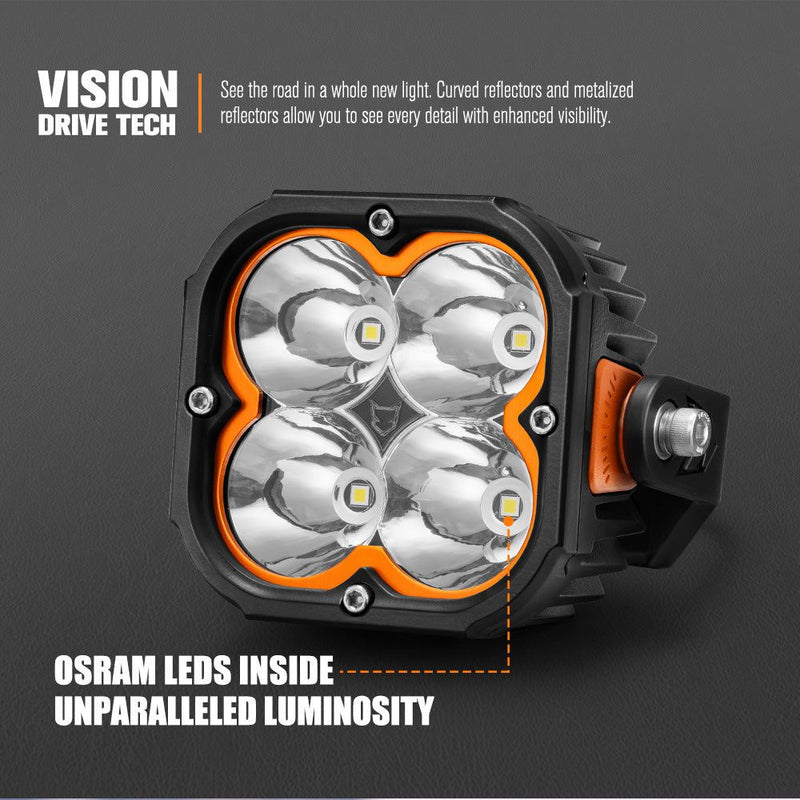 LIGHTFOX Cygnus Pair&nbsp;5inch Osram&nbsp;LED&nbsp;Pod&nbsp;Lights&nbsp;1Lux@396m 7,053Lumens