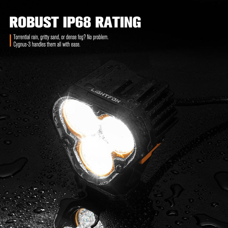 LIGHTFOX Pair&nbsp;3inch Cygnus-3 Osram&nbsp;LED&nbsp;Pod&nbsp;Lights w/ 3 pin DT Connector 1Lux@360m 3,236LM