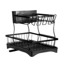 Toque Detachable Dish Drying Rack Cutlery Organizer Drainer Board 2 Tier Black