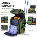 Tackle Backpack with Rod Holders Camping Green