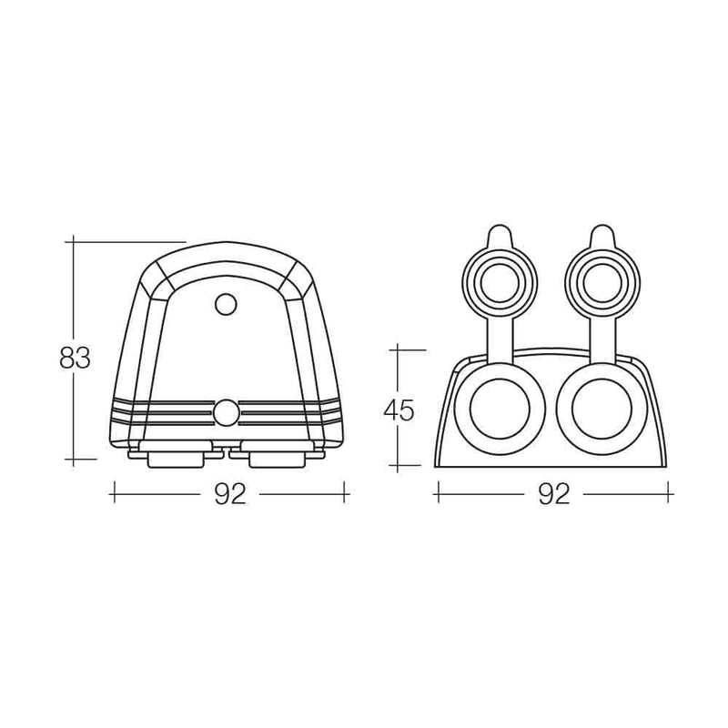 Narva 81160WBL Heavy-Duty Twin Surface Mount Accessory Sockets
