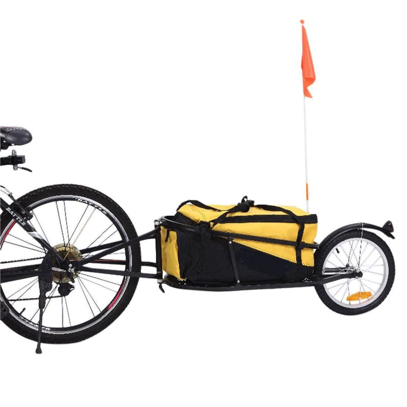 ProSeries Yellow Single Wheel 30kg Capacity Cargo Storage Bicycle Trailer