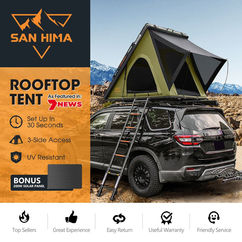 San Hima Kalbarri Lite Rooftop Tent Hardshell+200W Shingled Solar Panel+Rack