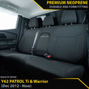 Nissan Patrol Y62 Ti & Warrior GP6 Premium Neoprene 2nd Row Seat Covers