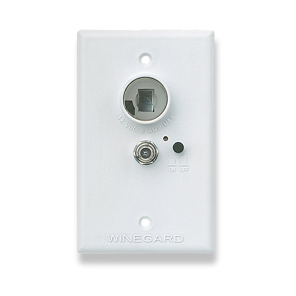 Winegard 12v White Wall Plate Power Supply, 2 Way, Cable Input