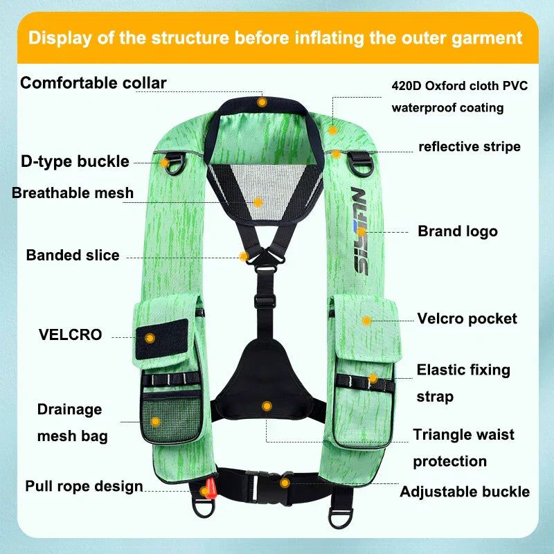 Automatic Inflatable Life Jacket for Adult Swimming and Water Sports