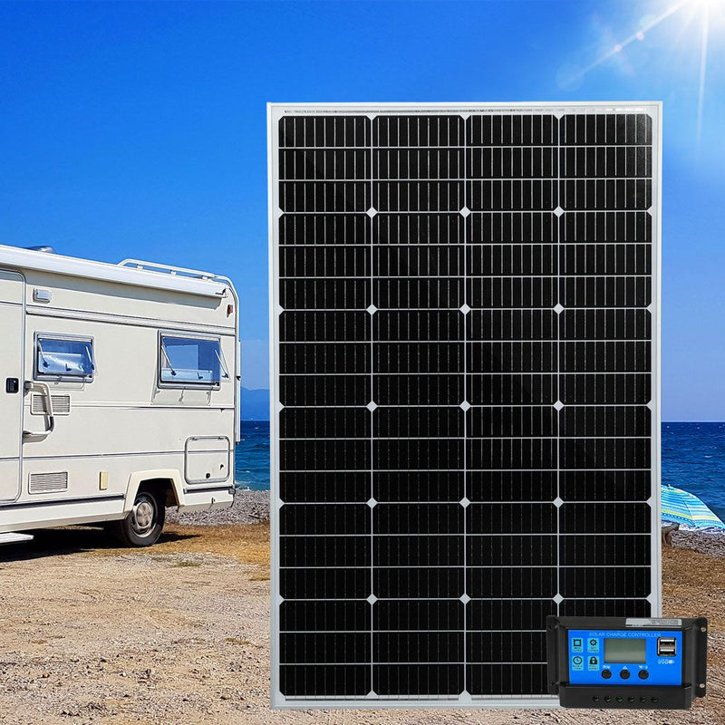 Traderight Group  12V 300W Solar Panel Kit Mono Caravan Camping Power Controller Charging USB Home