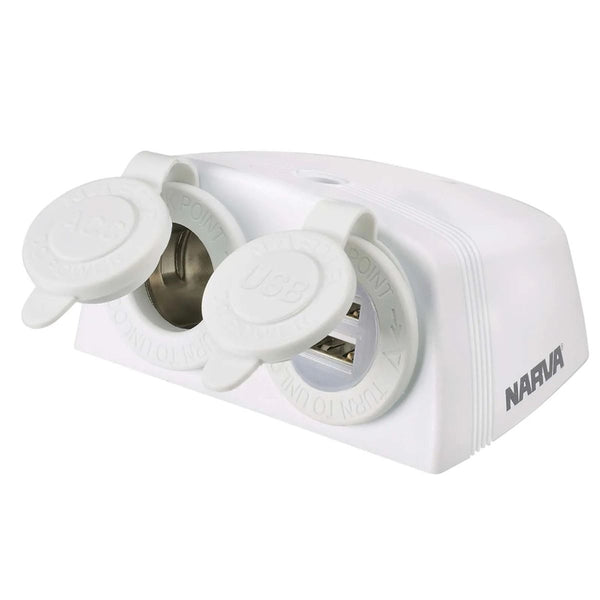 Narva 81168W Heavy-Duty Surface Mount Accessory/Dual USB Sockets