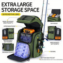 Fishing Backpack with Rod Holder & Tackle Box