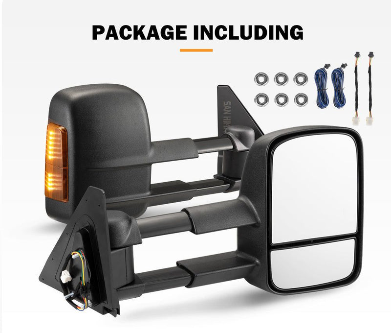 San Hima Pair Extendable Towing Mirrors Gen1 Fit Mitsubishi Pajero 2001-2015