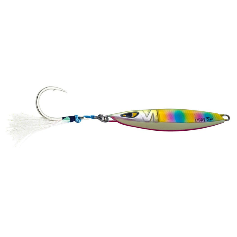 80gm Mustad Zippy Jig Lure-Metal Fishing Lure Rigged With Ultrapoint Assist Hook