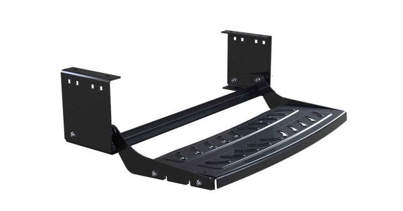 Single Black Steel Caravan Step with Steel Tread