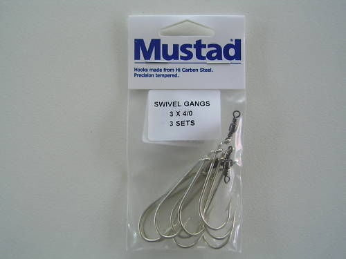 Mustad Pre-Rigged Swivel Gang Hooks 4/0 3 Hooks 3 Sets