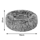 Pawz Pet Bed Cat Dog Donut Nest Calming Mat Soft Plush Kennel Charcoal Size M