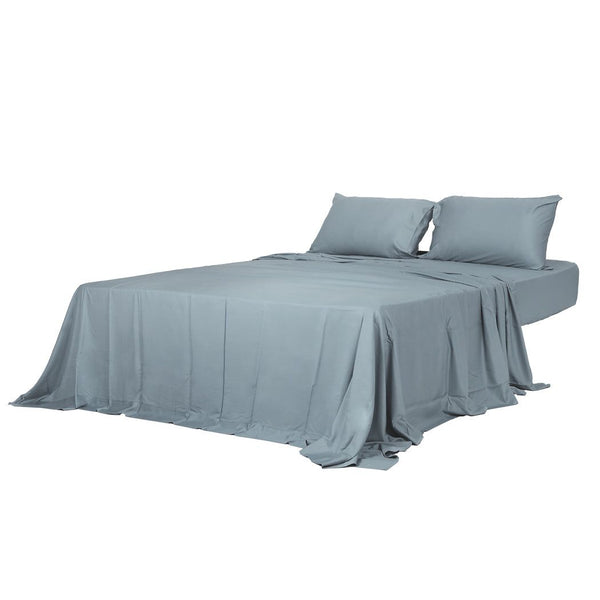Dreamz Bamboo Sheet Set Fitted Pillowcase Queen Size Grey 4Pcs Set