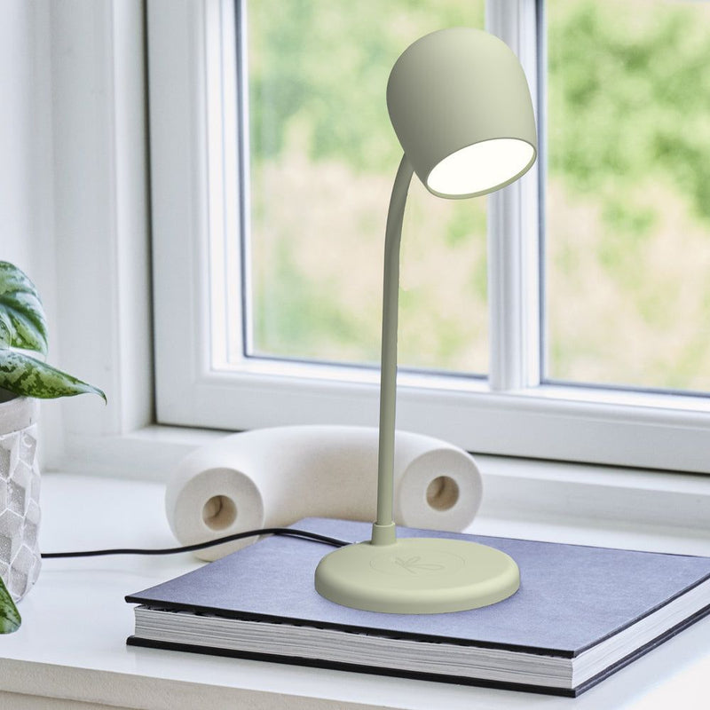 Kreafunk Ellie Lamp W/ Qi Charger And Bluetooth Speaker - Dusty Olive