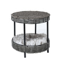 Pawz Rattan Pet Bed Elevated Raised Cat Dog House Wicker Basket Kennel Table