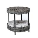 Pawz Rattan Pet Bed Elevated Raised Cat Dog House Wicker Basket Kennel Table
