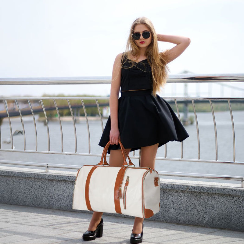 Slimbridge Garment Bags 2 in 1 Hanging Suit Convertible Travel Duffle Beige