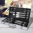 Moyasu 10 Pcs BBQ Tool Set Stainless-Steel Case Grill Fork Knife Tong Brush