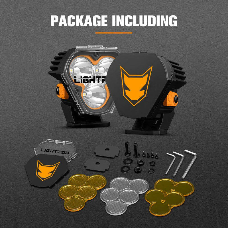 LIGHTFOX Pair&nbsp;3inch Cygnus-3 Osram&nbsp;LED&nbsp;Pod&nbsp;Lights w/ 3 pin DT Connector 1Lux@360m 3,236LM