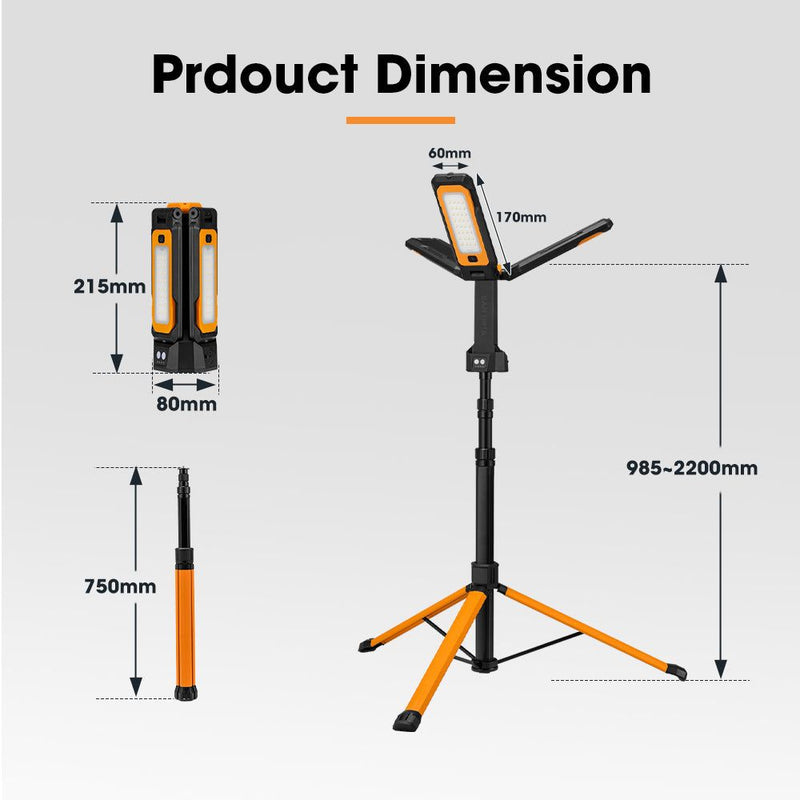 San Hima Telescopic Light Portable Lithium LED Tripod Lamp Camping Rechargeable