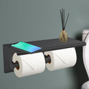 Traderight Group  Toilet Paper Holder Double Roll Stainless-Steel Hook Bathroom Rack Wall Black