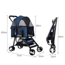 PaWz Large Pet Stroller Dog Cat Carrier Travel Pushchair Foldable Pram Navy