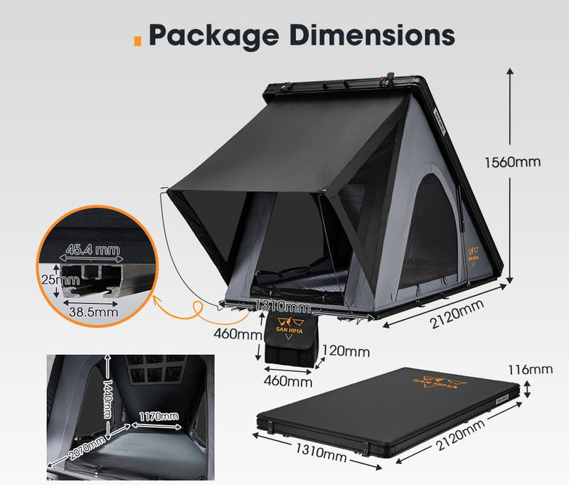 San Hima Kalbarri Lite Rooftop Tent Hardshell With Ladder Grey Camping 4WD 4x4