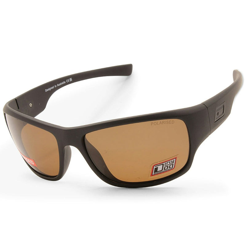 Dirty Dog Circuit Satin Black/Brown Polarised Unisex Sports Sunglasses 53734