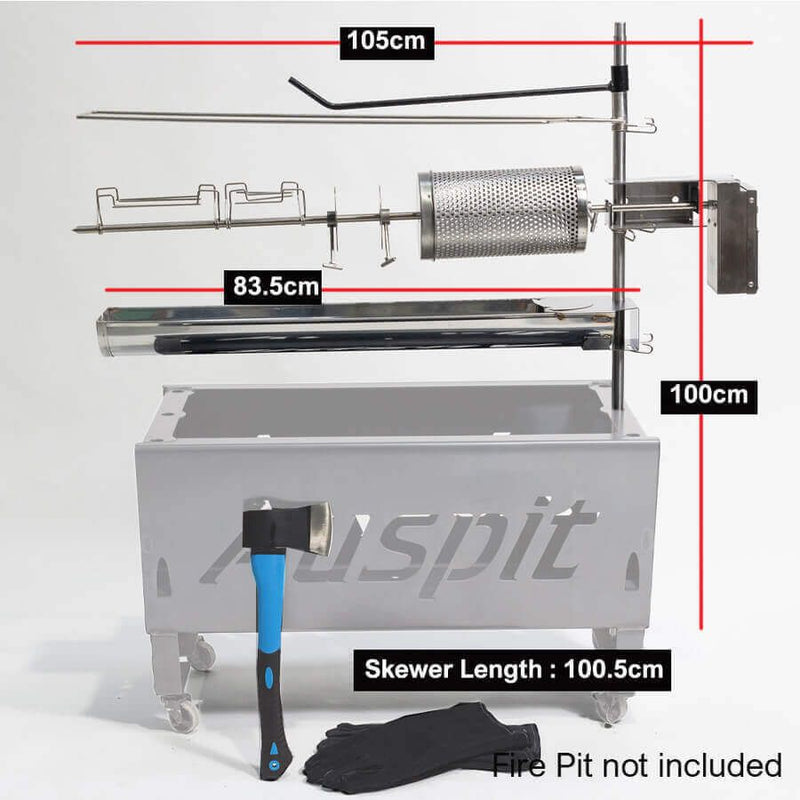 Auspit Gold Portable Spit Rotisserie Package (Firepit Not Included)