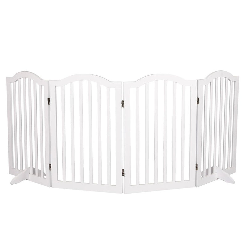 Pawz Wooden Pet Gate Dog Fence Safety Stair Barrier Security Door 4 Panels White