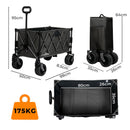 Lambu Folding Trolley Wagon Cart Outdoor Camping Shopping Beach Cart Black