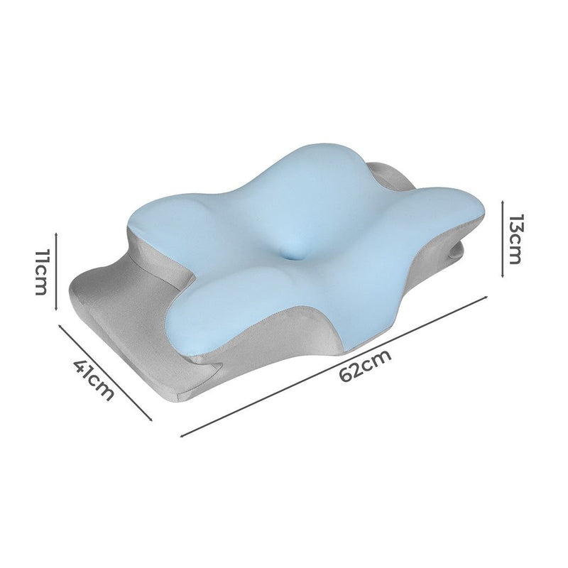 Dreamz Contour Memory Foam Pillow Cervical Neck Shoulder Pain Relief Blue
