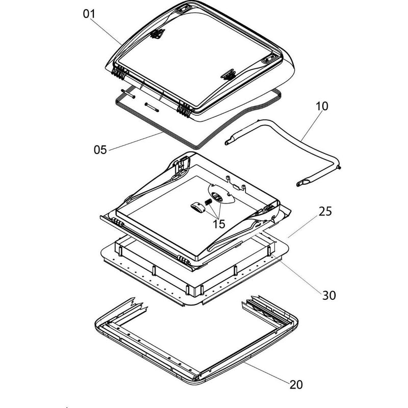 Dometic BG1821(BG1330) Internal Frame with Blind Screen (White) - Suit Mini Heki Roof Hatch