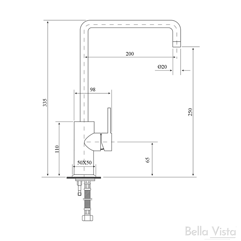Bella Vista SM02-R90GN-BLK 'Raco' Round Kitchen Sink Mixer