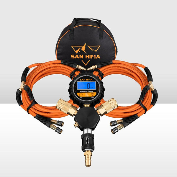 San Hima 4-Way Digital Tyre Inflator Car Air Compressor 250 PSI Tire Gauge Hose