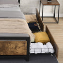 Levede 4 Double Bed Frame Storage Drawers Metal Wooden Wood Bonus Bottom Mat