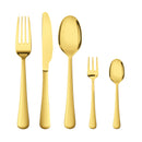 Stainless-Steel Cutlery Set Travel Knife Fork Spoon Glossy Gold Tableware 30Pcs