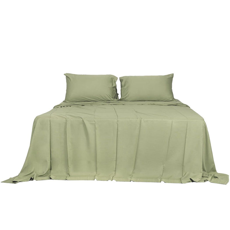 Dreamz Fitted Sheet Set Pillowcase Bamboo King Sage Green Summer 4Pcs