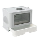 Pawz Foldable Cat Litter Box Tray Enclosed Kitty Toilet Hood Hair Grooming Grey