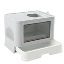 Pawz Foldable Cat Litter Box Tray Enclosed Kitty Toilet Hood Hair Grooming Grey