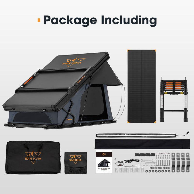 San Hima Kalbarri X Rooftop Tent Hardshell With Ladder 4x4 + 120W Solar Panel