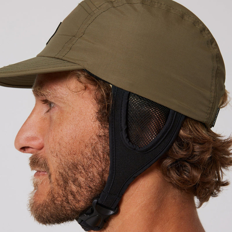 Ocean & Earth Indo One Size Fits All Adult Stiff Peak 5-Panel Surf Cap (Olive)
