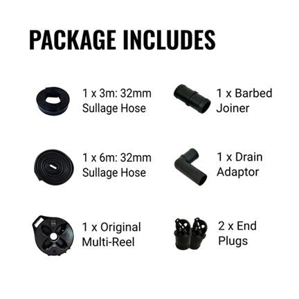 FLAT-OUT 9m Sullage Hose on Black Multi-Reel 32mm